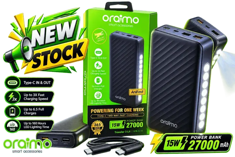 Oraimo 27000mAh Power Bank new stock